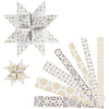 Bandes de tressage en papier Vivi Gade, l: 44+78 cm, d 6,5+11,5 cm, l: 15+25 mm, or, blanc, 48 bandes 1 boîte