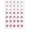 Strass Vivi Gade, rond, carré, coeur, taille 6+8+10 mm, rose, 35 pièces 1 boîte
