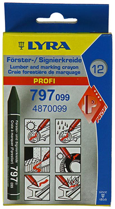 Lyra 1004744 - craie de marquage 12pcs ø12x120mm noir | 4 pièces
