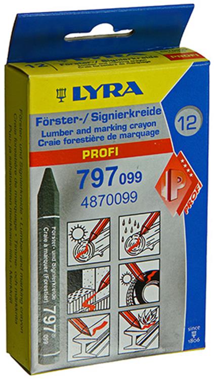 Lyra 1004744 - craie de marquage 12pcs ø12x120mm noir | 4 pièces
