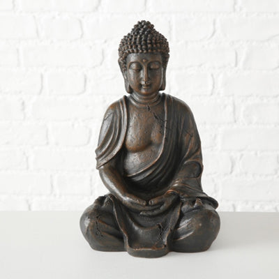Boltze home statue de jardin Bouddha h30cm polyrésine marron