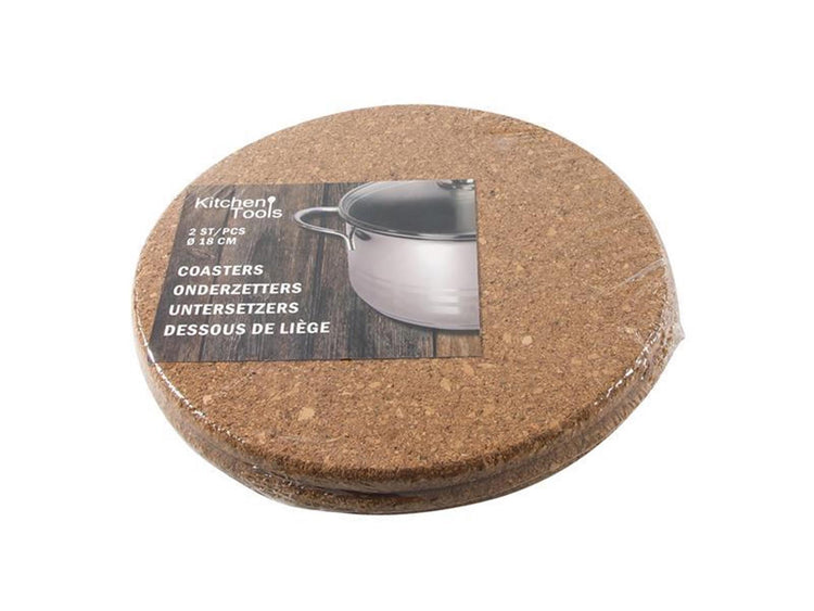 Sous-verres ustensiles de cuisine en liège lot de 2 pièces ø18cm