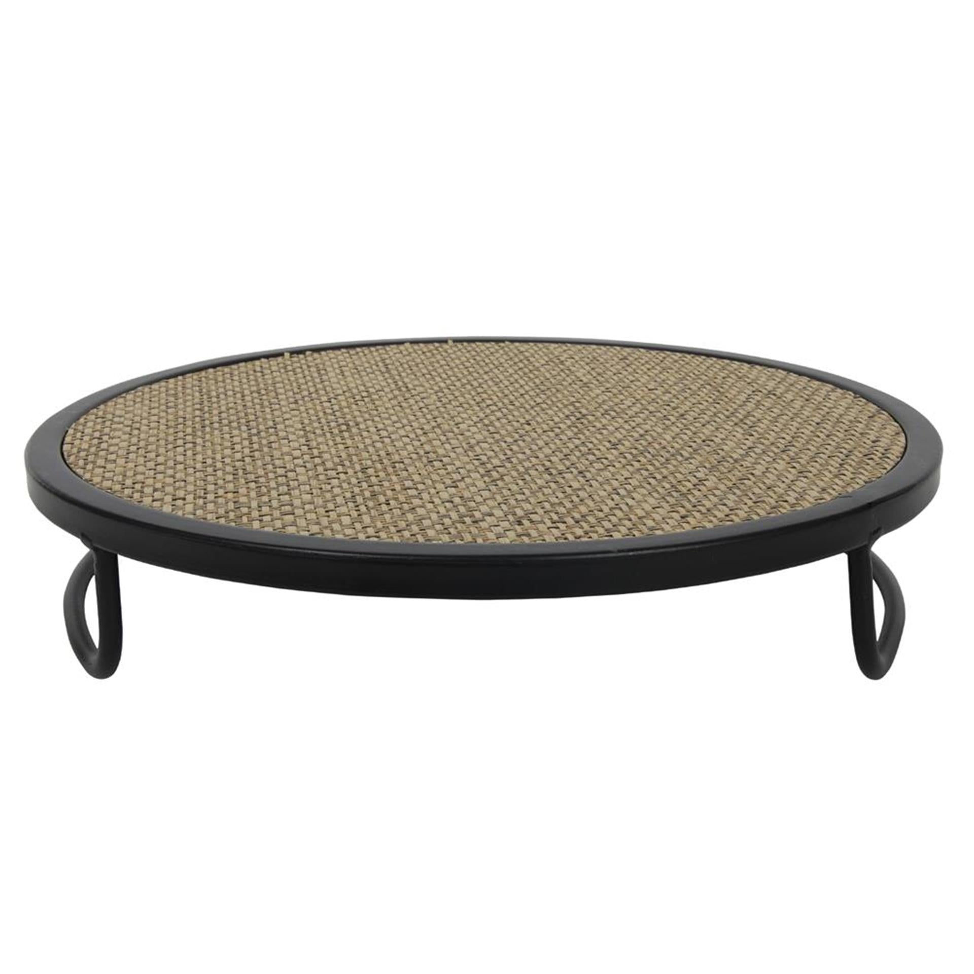 Plateau de présentation Cozydecor ø25x5cm en métal avec tissu
