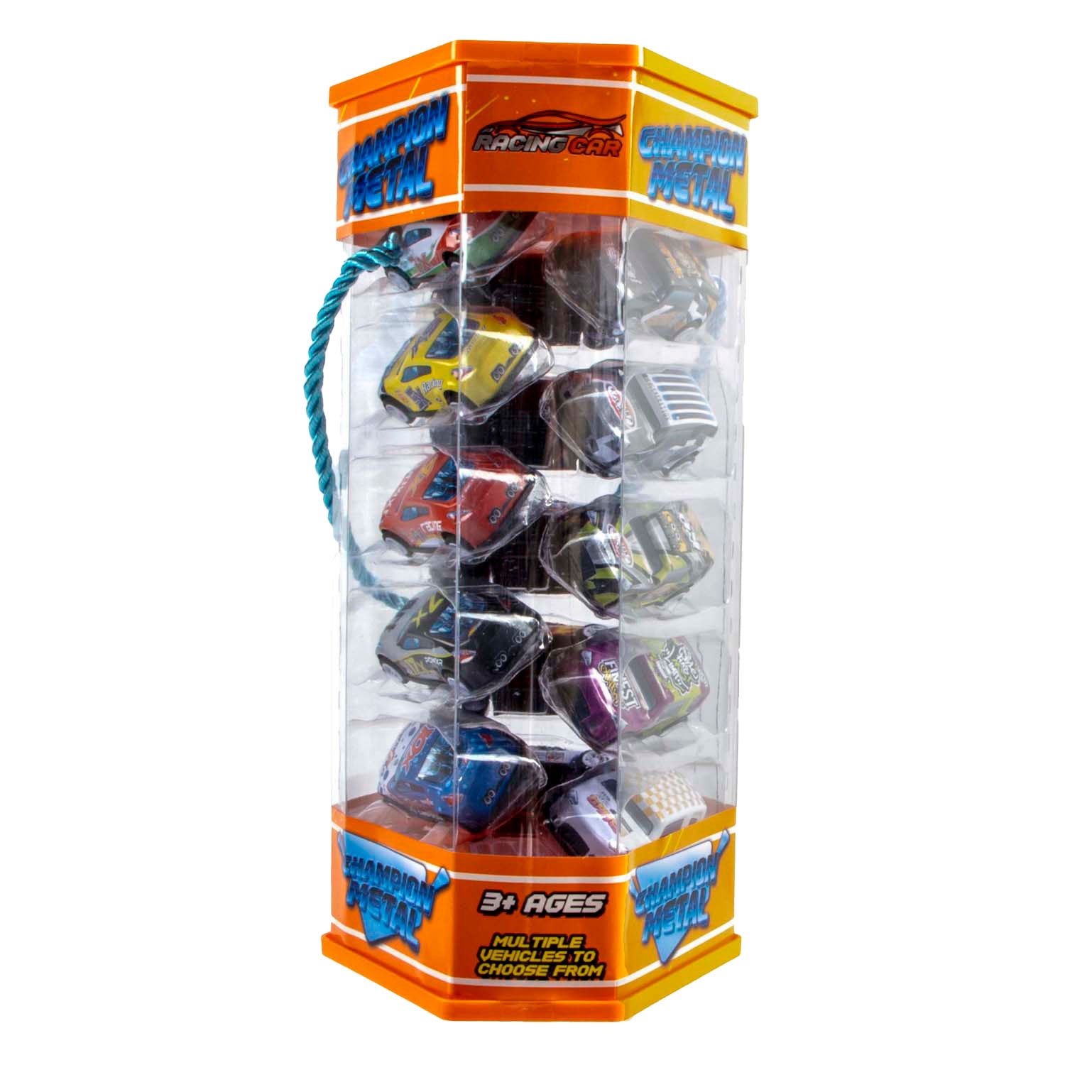 Jono Toys - Voitures rétractables en métal dans une tour de stockage, 15 voitures
