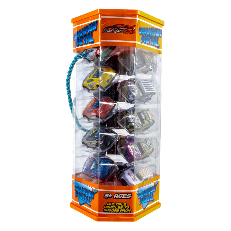 Jono Toys - Voitures rétractables en métal dans une tour de stockage, 15 voitures
