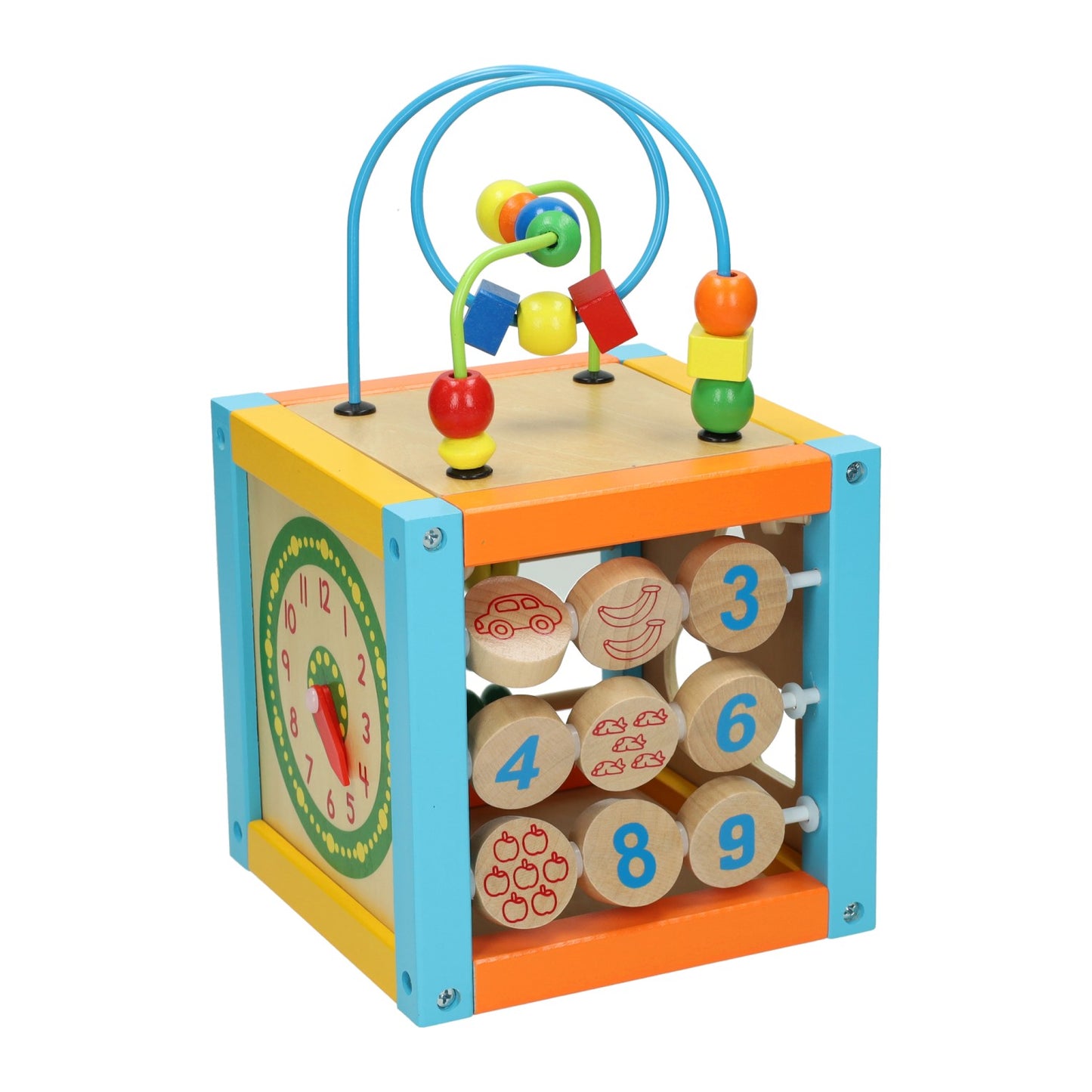 Cube d'activité avec cadre en perles de bois Primi Passi de Jonotoys
