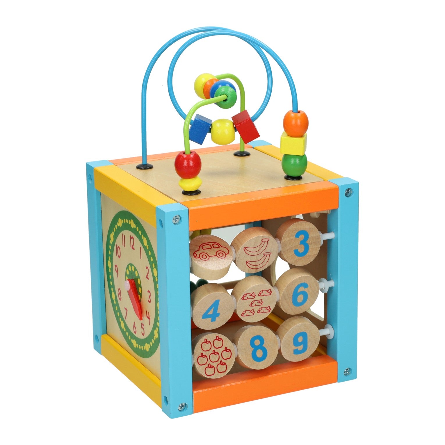 Cube d'activité avec cadre en perles de bois Primi Passi de Jonotoys
