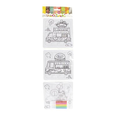 Jono Toys colorie vos propres puzzles - 3 puzzles + 5 marqueurs