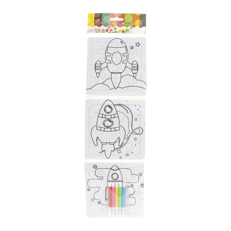 Jono Toys colorie vos propres puzzles - 3 puzzles + 5 marqueurs