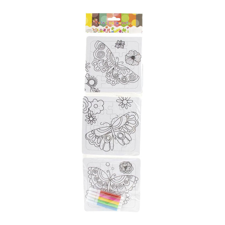 Jono Toys colorie vos propres puzzles - 3 puzzles + 5 marqueurs