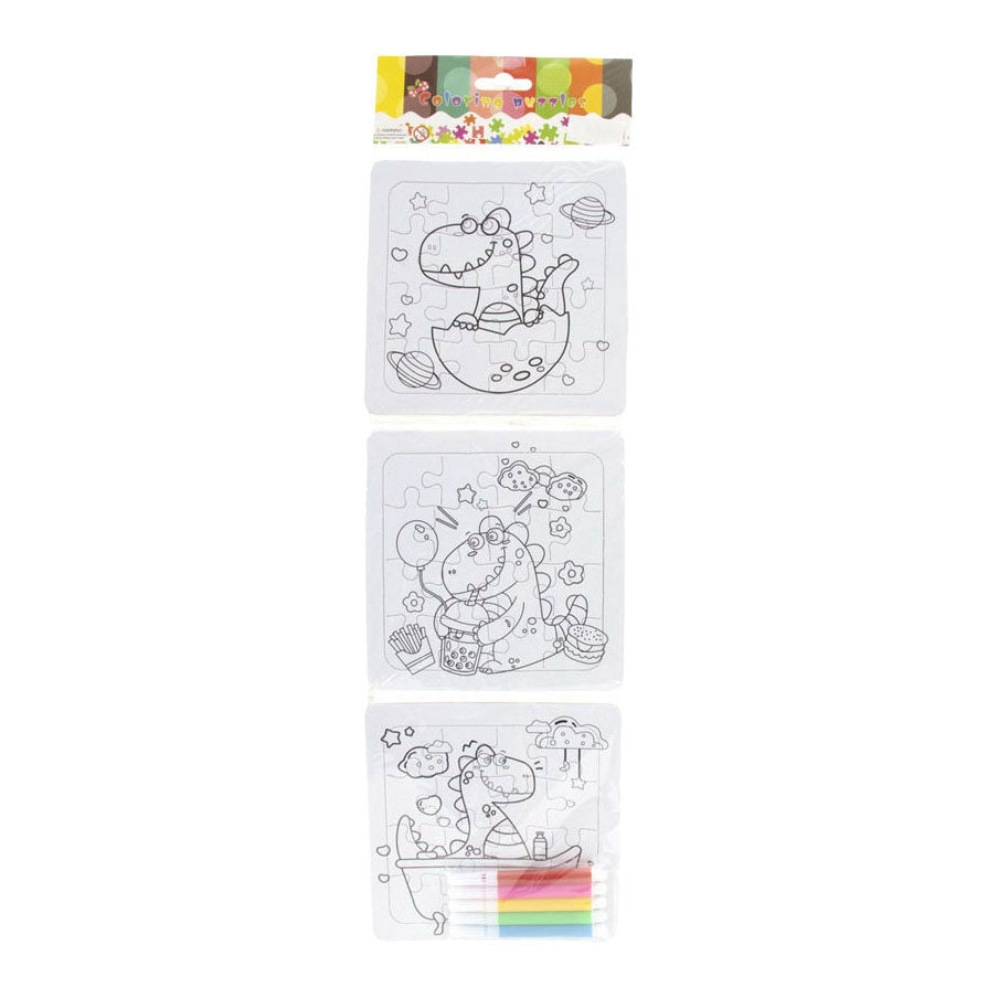 Jono Toys colorie vos propres puzzles - 3 puzzles + 5 marqueurs