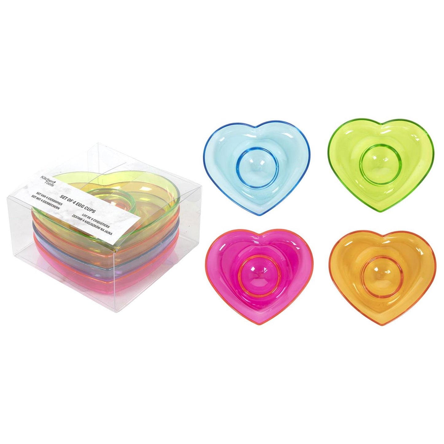 Coquetier coeur plastique lot de 4 pièces
