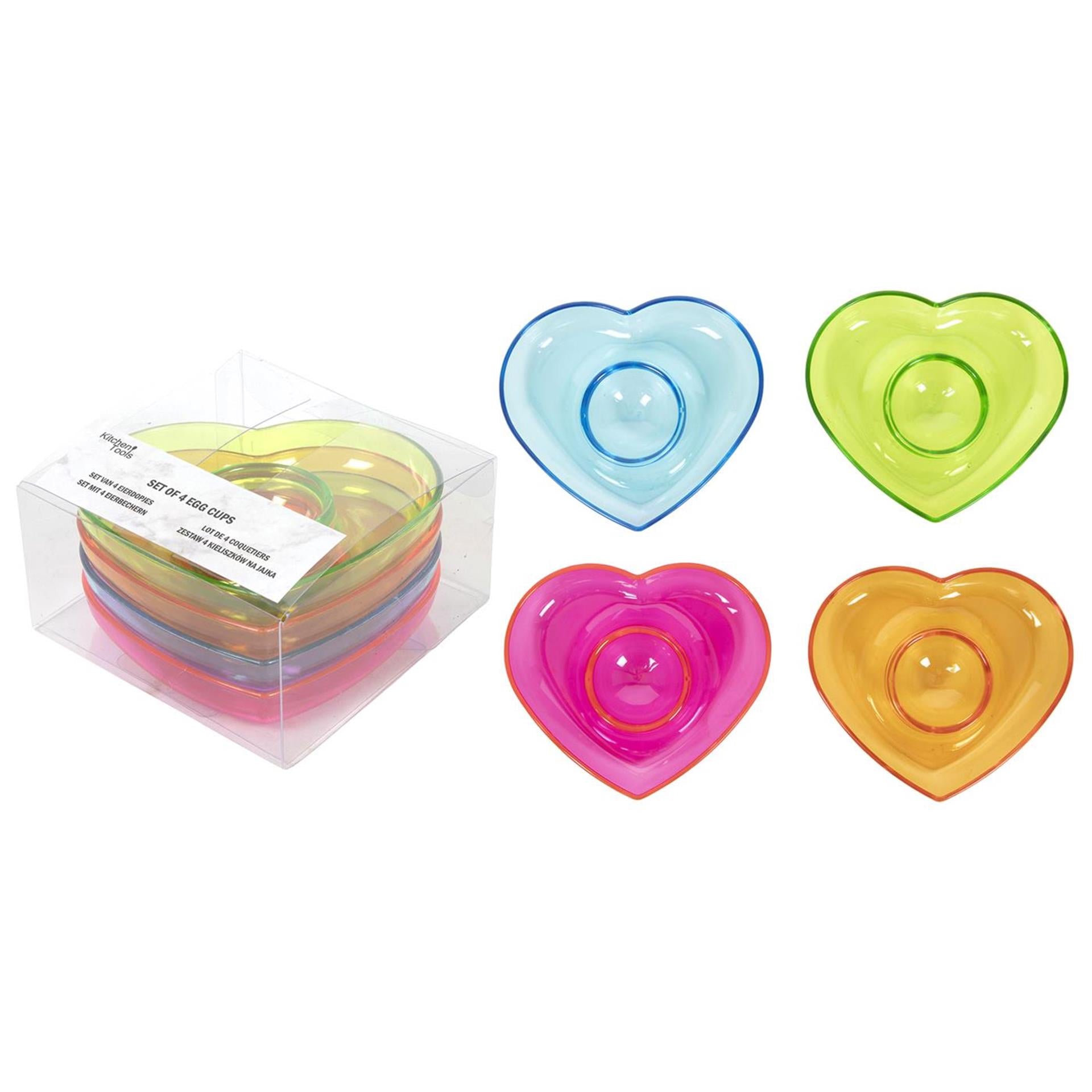 Coquetier coeur plastique lot de 4 pièces