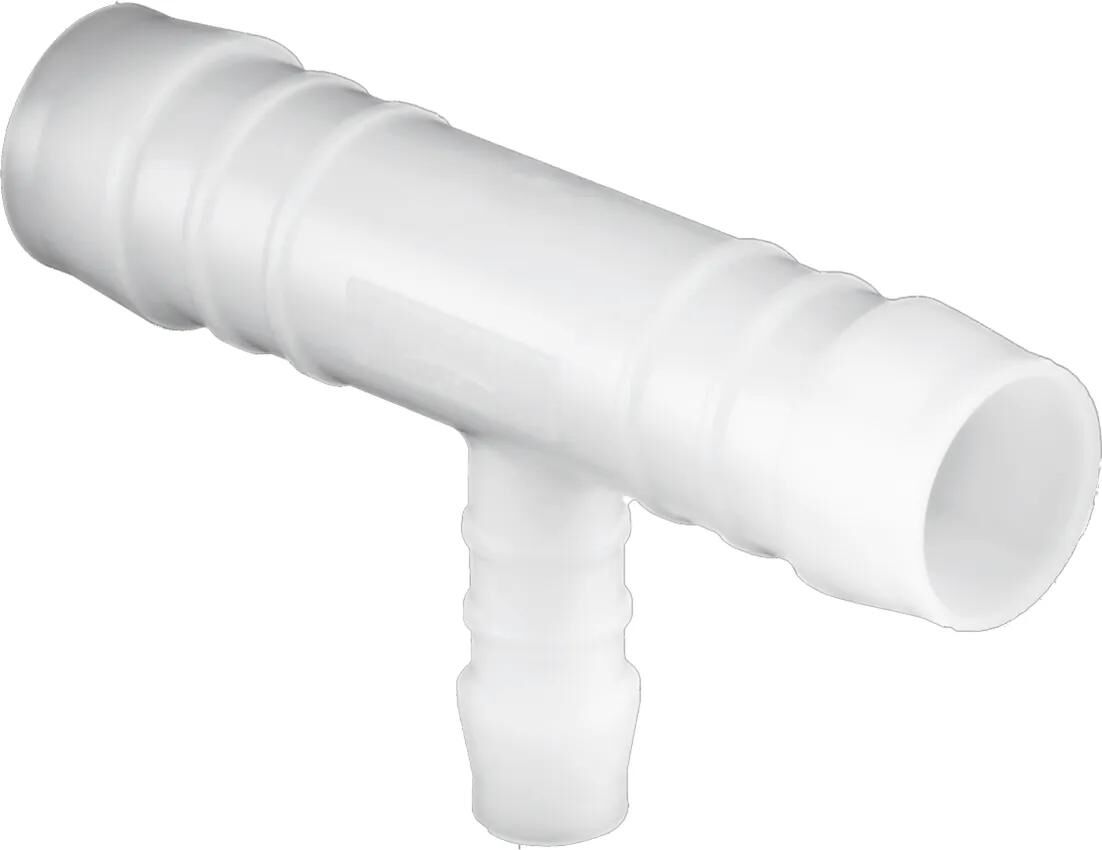 Connecteurs de tuyaux en plastique de Dobwelhaus T-rouge. D = 3-4-3 mm
