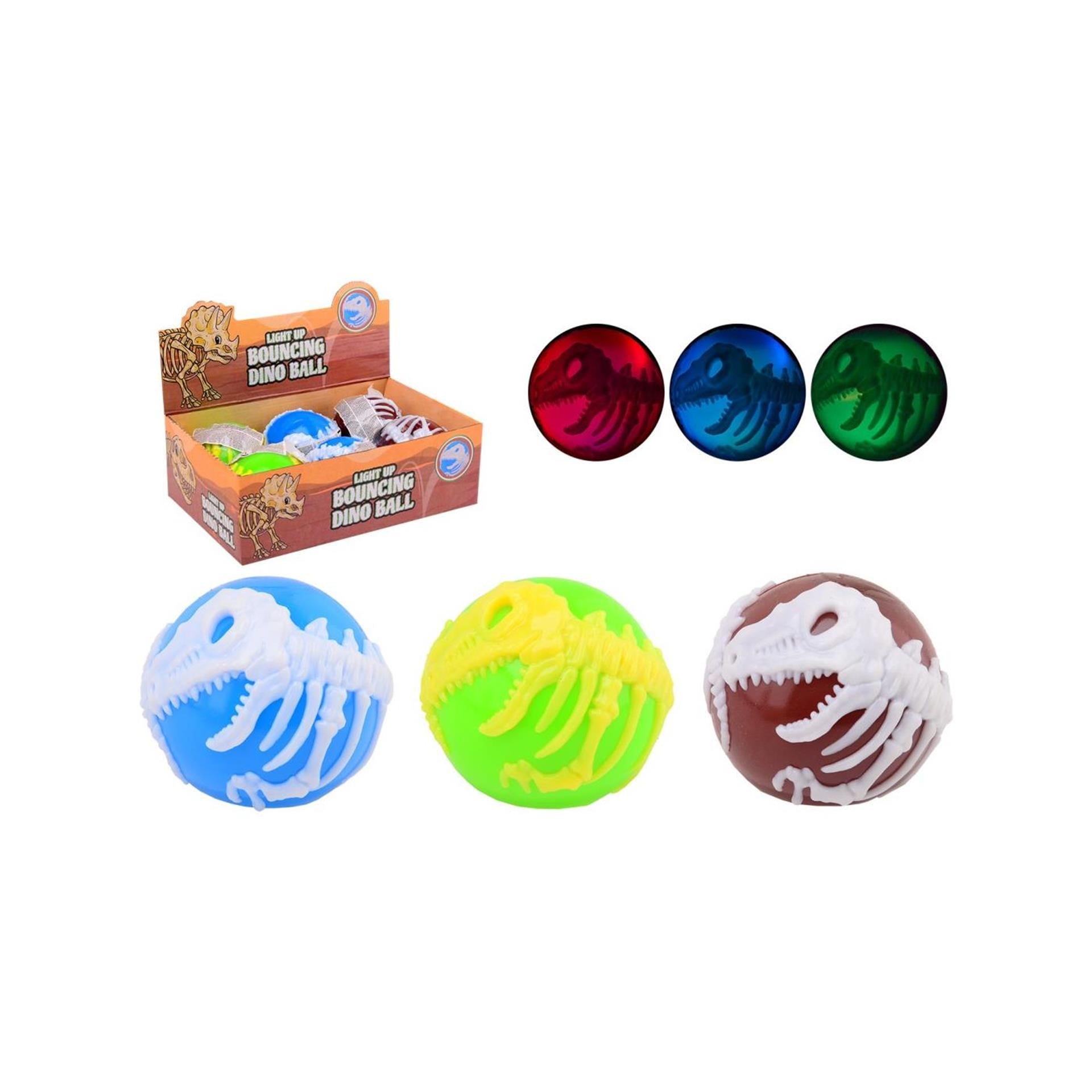 Balle rebondissante dinosaure lumineux Johntoy, 8 cm