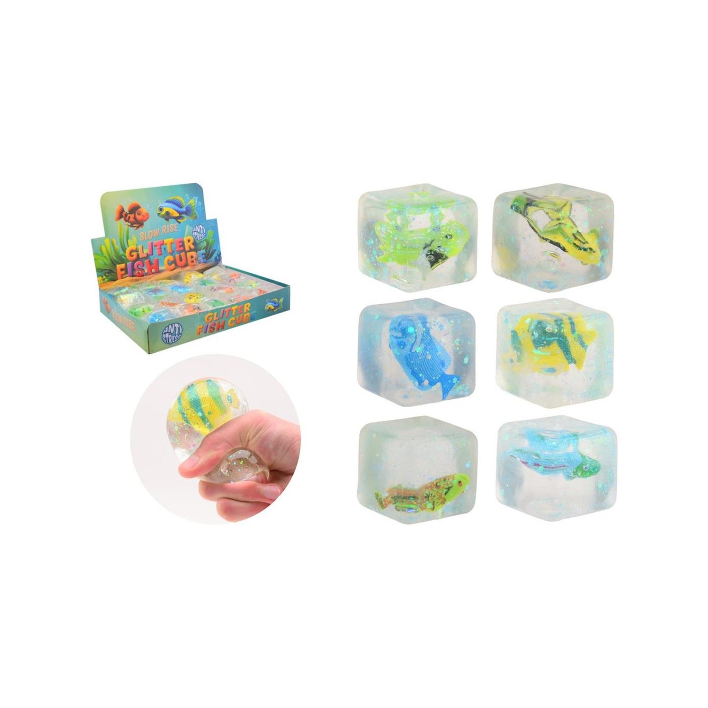 Cube à paillettes à montée lente Johntoy avec poisson
