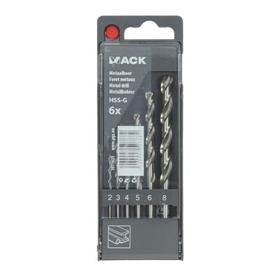 Mack 1011625 - foret à métaux hss g din 338 set 6 pièces 2-8mm | 5 pièces
