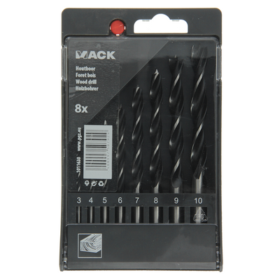 Mack 1011630 - perceuse à bois machine + jeu de pointes de centrage 8 pièces 3-10mm | 5 pièces