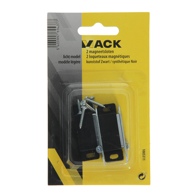 Mack 1005311 - 2 serrures magnétiques, modèle léger, plastique noir | 10 pièces