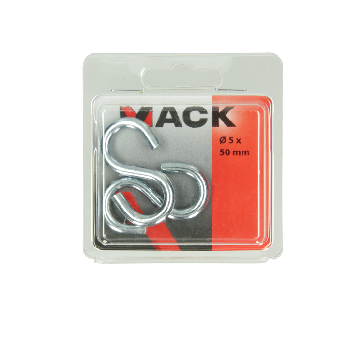 Mack 1006853 - 2 crochets en S ouverts galvanisés bl 5.0x45mm | 5 pièces