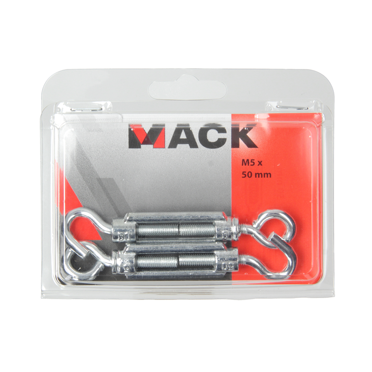 Mack 1006870 - 2 tendeurs : oeil + crochet galvanisé m5x50mm bl | 5 pièces