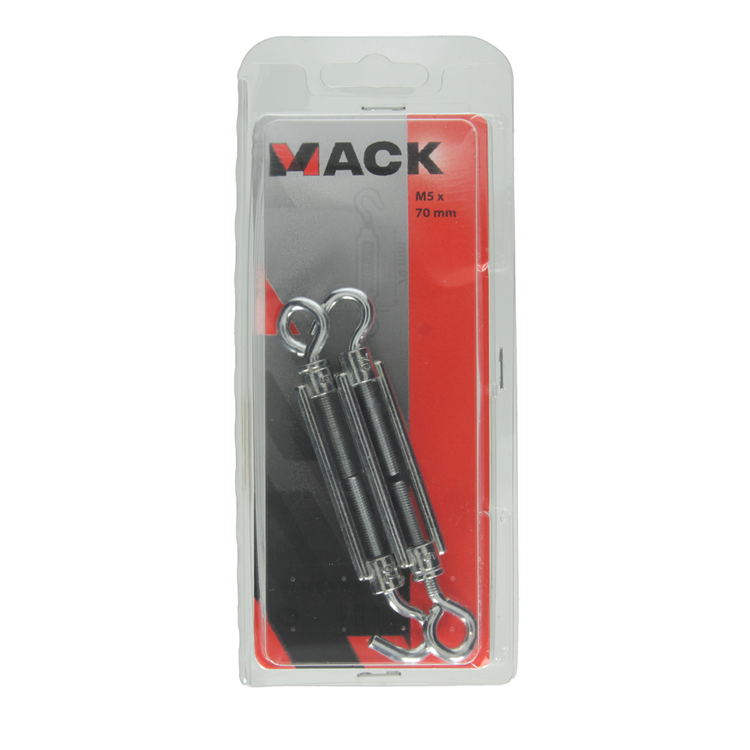 Mack 1006871 - 2 tendeurs : oeil + crochet galvanisé m5x70mm bl | 5 pièces
