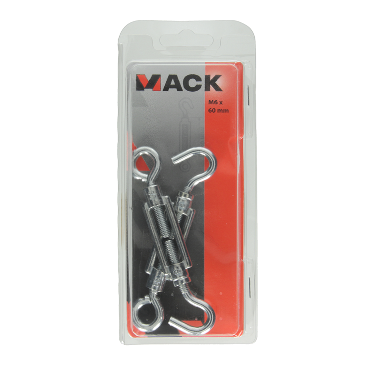 Mack 1006872 - 2 tendeurs : oeil + crochet galvanisé m6x60mm bl | 5 pièces