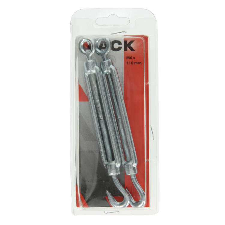 Mack 1006873 - 2 tendeurs : oeil + crochet galvanisé m6x110mm bl | 5 pièces