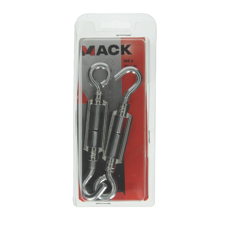 Mack 1006874 - 2 tendeurs : oeil + crochet galvanisé m8x70mm bl | 5 pièces