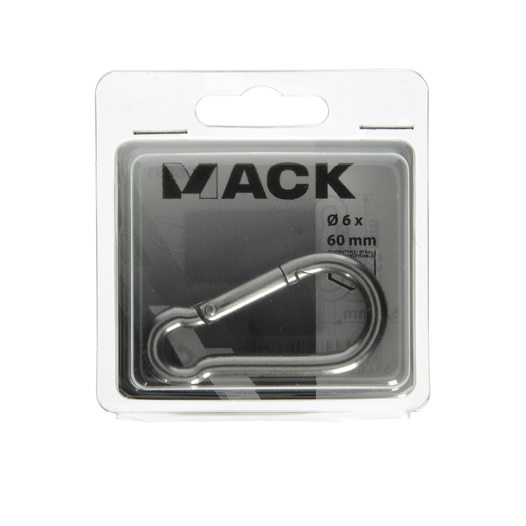 Mack 1006891 - 1 mousqueton + ressort inox 60x6mm bl | 5 pièces