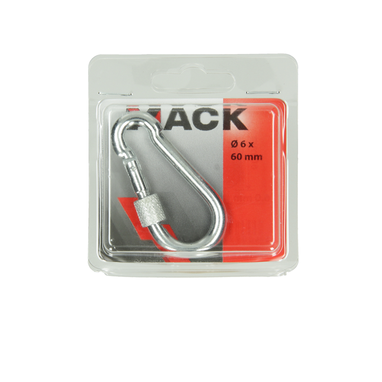 Mack 1006896 - 1 mousqueton + cadenas. galvanisé 6mm bl | 5 pièces