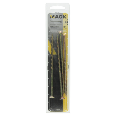 Mack 1006975 - vis pour panneaux d'aggloméré avec tête galvanisée jaune 4pcs 6 x 130mm | 5 pièces