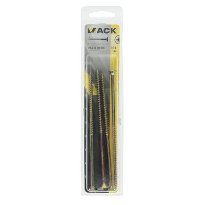 Mack 1006976 - vis pour panneaux d'aggloméré avec tête galvanisée jaune 4pcs 6 x 140mm | 5 pièces