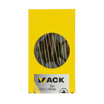 Mack 1006986 - vis pour panneaux d'aggloméré avec tête galvanisée jaune 50pcs 6 x 130mm | 3 pièces