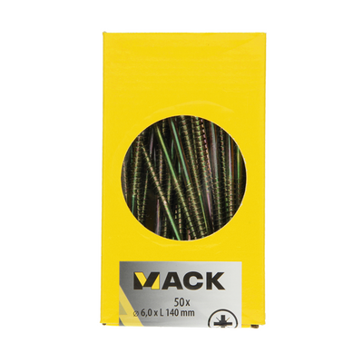 Mack 1006987 - vis pour panneaux d'aggloméré avec tête galvanisée jaune 50pcs 6 x 140mm | 3 pièces