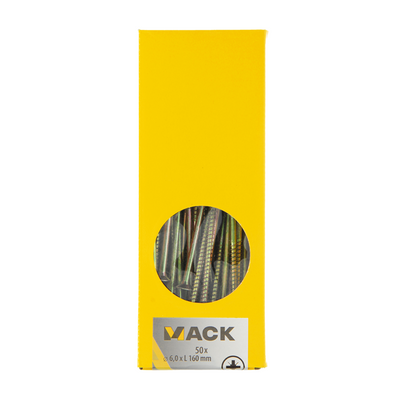 Mack 1006989 - vis pour panneaux d'aggloméré avec tête plaquée jaune. 50 pièces 6 x 160 mm | 2 pièces