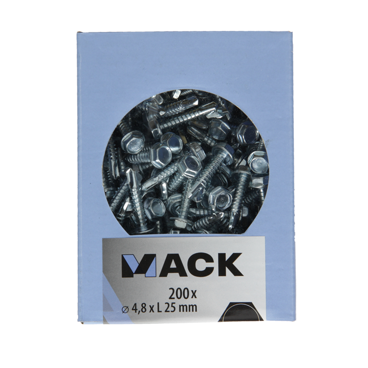 Mack 1007022 - vis hexagonale auto-perceuse 200 200 pcs 4,8x25mm | 5 pièces