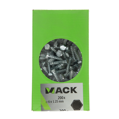 Mack 1007027 - boulon fileté à bois en acier galvanisé 200 pcs 6 x 25 mm | 3 pièces