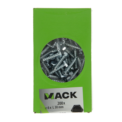 Mack 1007028 - boulon fileté à bois en acier galvanisé 200 pcs 6 x 30 mm | 3 pièces