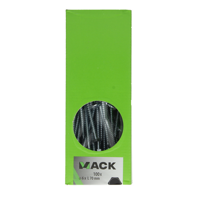 Mack 1007033 - boulon fileté à bois en acier galvanisé 100 pièces 6 x 70 mm | 1 pièce