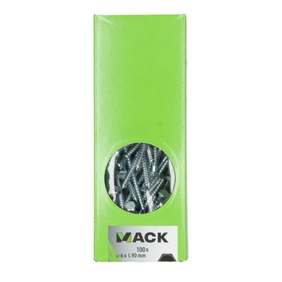Mack 1007034 - boulon fileté à bois en acier galvanisé 100 pièces 6 x 80 mm | 1 pièce