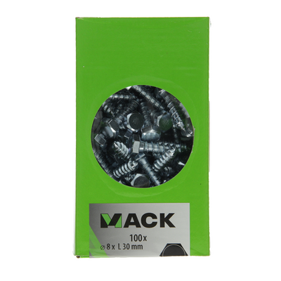 Mack 1007036 - boulon fileté à bois en acier galvanisé 100 pcs 8 x 30 mm | 3 pièces