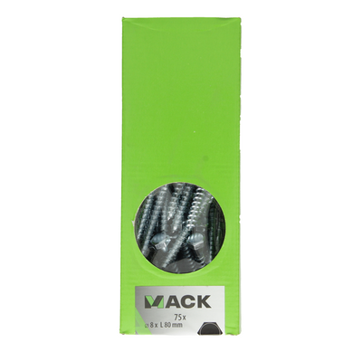 Mack 1007041 - boulon fileté à bois en acier galvanisé 75 pièces 8 x 80 mm | 1 pièce
