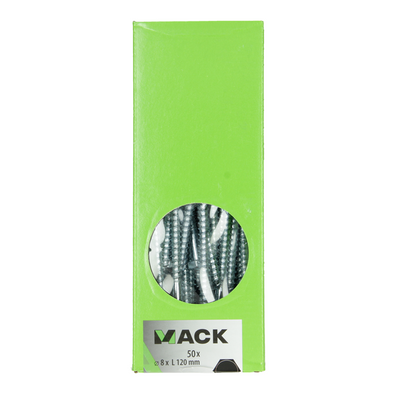 Mack 1007043 - boulon fileté à bois en acier galvanisé 50 pcs 8 x 120 mm | 1 pièce