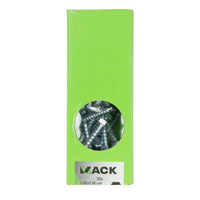Mack 1007044 - boulon fileté à bois en acier galvanisé 50 pcs 10 x 60 mm | 1 pièce