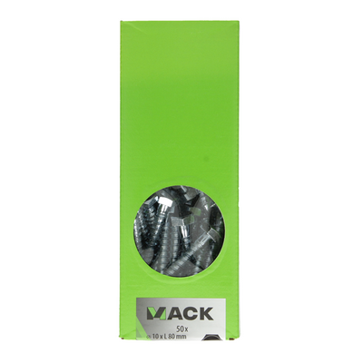 Mack 1007045 - boulon fileté à bois en acier galvanisé 50 pcs 10 x 80 mm | 1 pièce