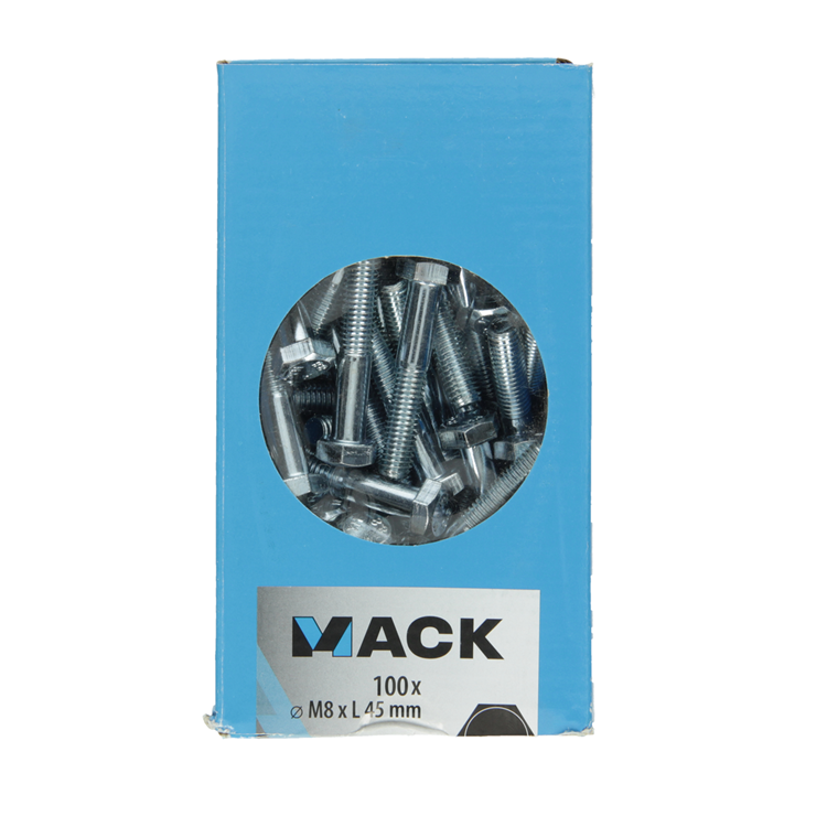 Mack 1007088 - boulon mécanique + écrou 100 pcs 8 x 45 mm | 2 pièces
