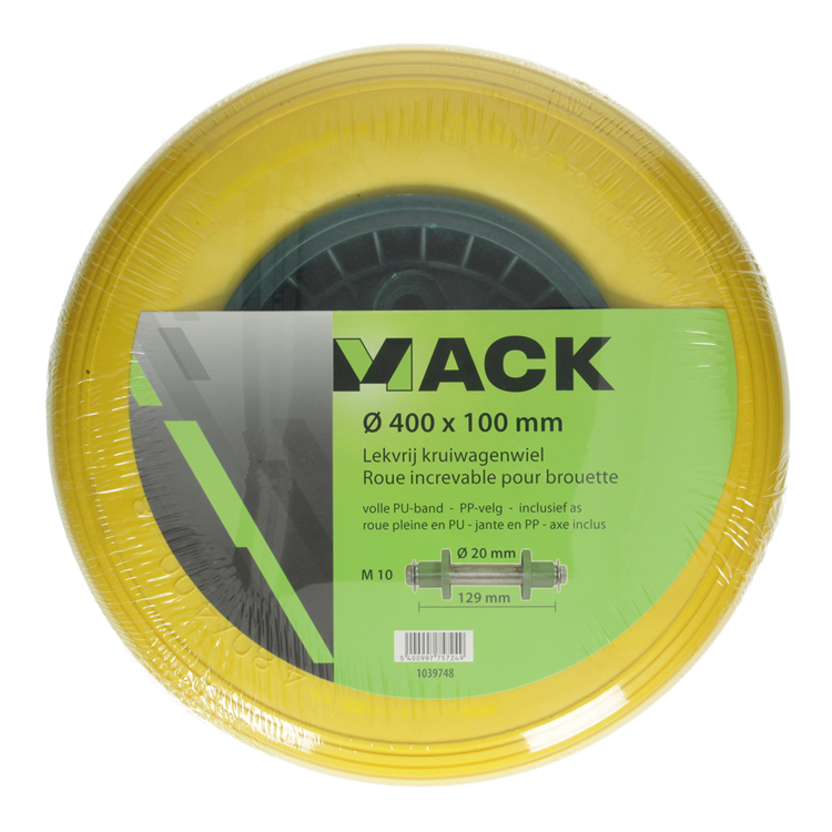 1039748 - roue de brouette increvable ø 400 jante verte | 3 pièces