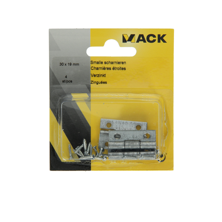 Mack 1013544 - 4 charnières étroites galvanisées h 30 x l 19 mm | 5 pièces