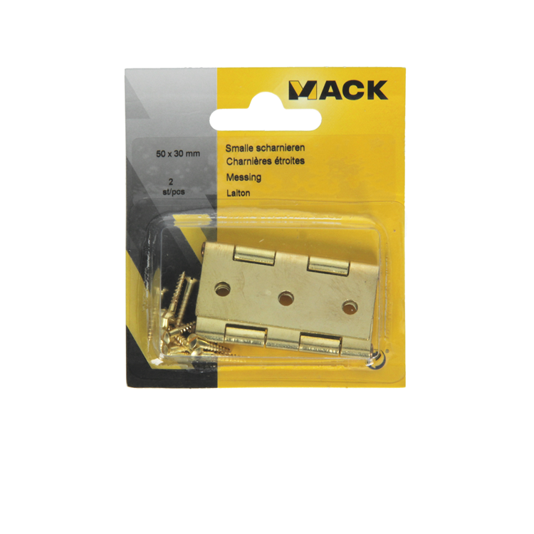 Mack 1013338 - 2 charnières étroites laiton h 50 x l 30 mm | 5 pièces